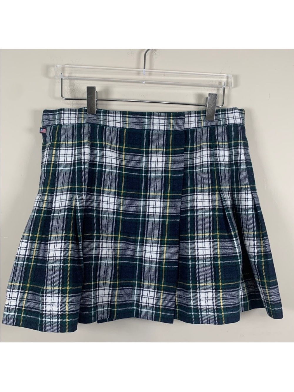 Polo Ralph Lauren Plaid Pleated Mini Skirt in Navy and White